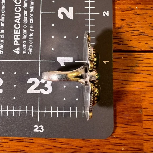 925 Sterling Silver Green Turquoise Ring with Floral Details – Size 7 - Picture 13 of 13